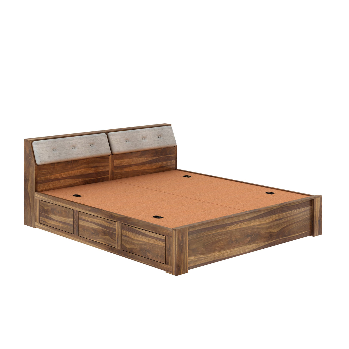 Victoria Solid Sheesham Wood Bed With Half Box and Trolly Storage - 3 years Warranty