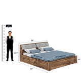 Victoria Solid Sheesham Wood Bed With Half Box and Trolly Storage - 3 years Warranty
