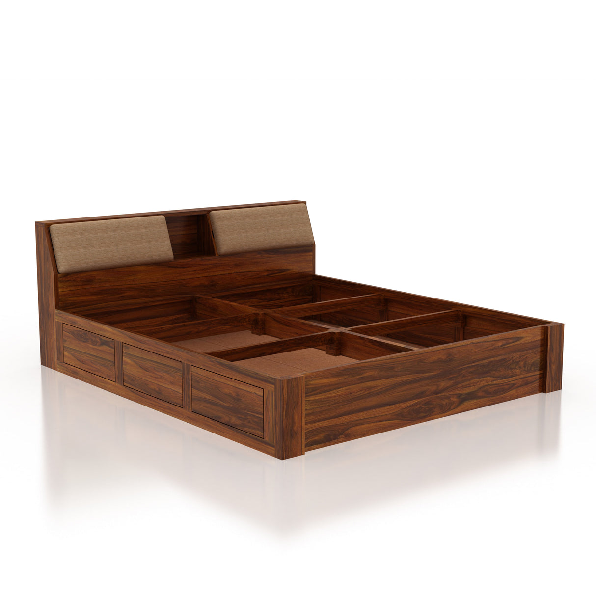 Mayor Solid Sheesham Wood Bed with Box Storage - 3 Years Warranty