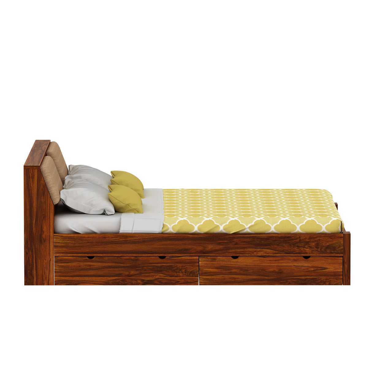 Mayor Solid Sheesham Wood Bed with Four Drawer Storage - 3 Years Warranty