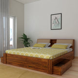 Mayor Solid Sheesham Wood Bed with Four Drawer Storage - 3 Years Warranty