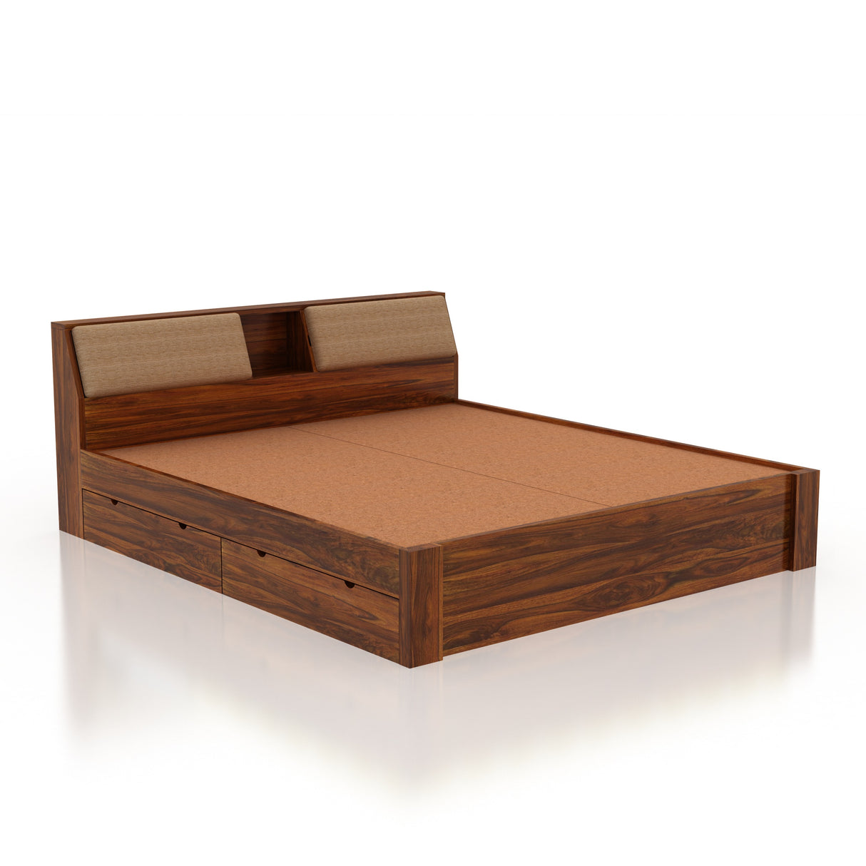 Mayor Solid Sheesham Wood Bed with Four Drawer Storage - 3 Years Warranty