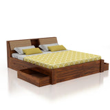 Mayor Solid Sheesham Wood Bed with Four Drawer Storage - 3 Years Warranty