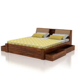 Mayor Solid Sheesham Wood Bed with Four Drawer Storage - 3 Years Warranty