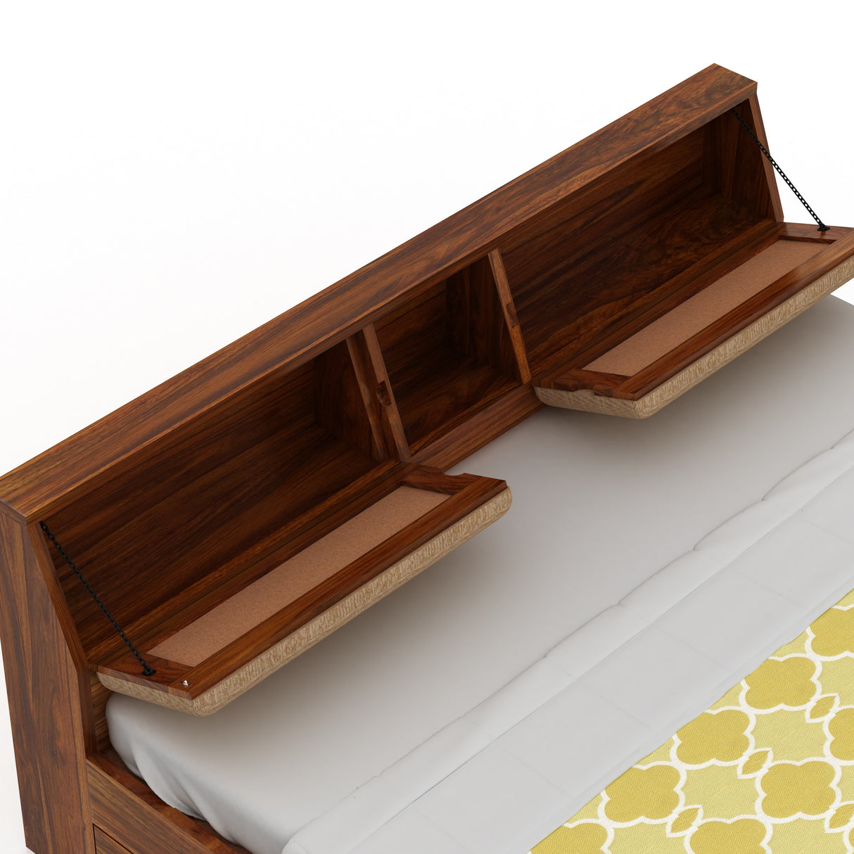 Mayor Solid Sheesham Wood Bed with Four Drawer Storage - 3 Years Warranty