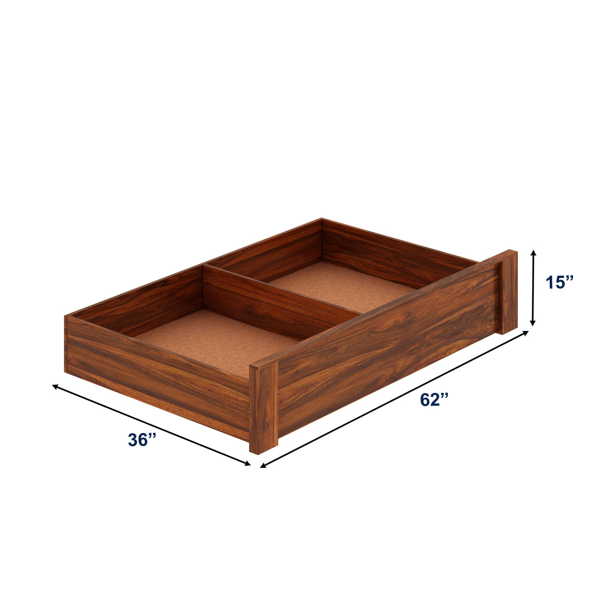 Victoria Solid Sheesham Wood Bed With Half Box and Trolly Storage - 3 years Warranty