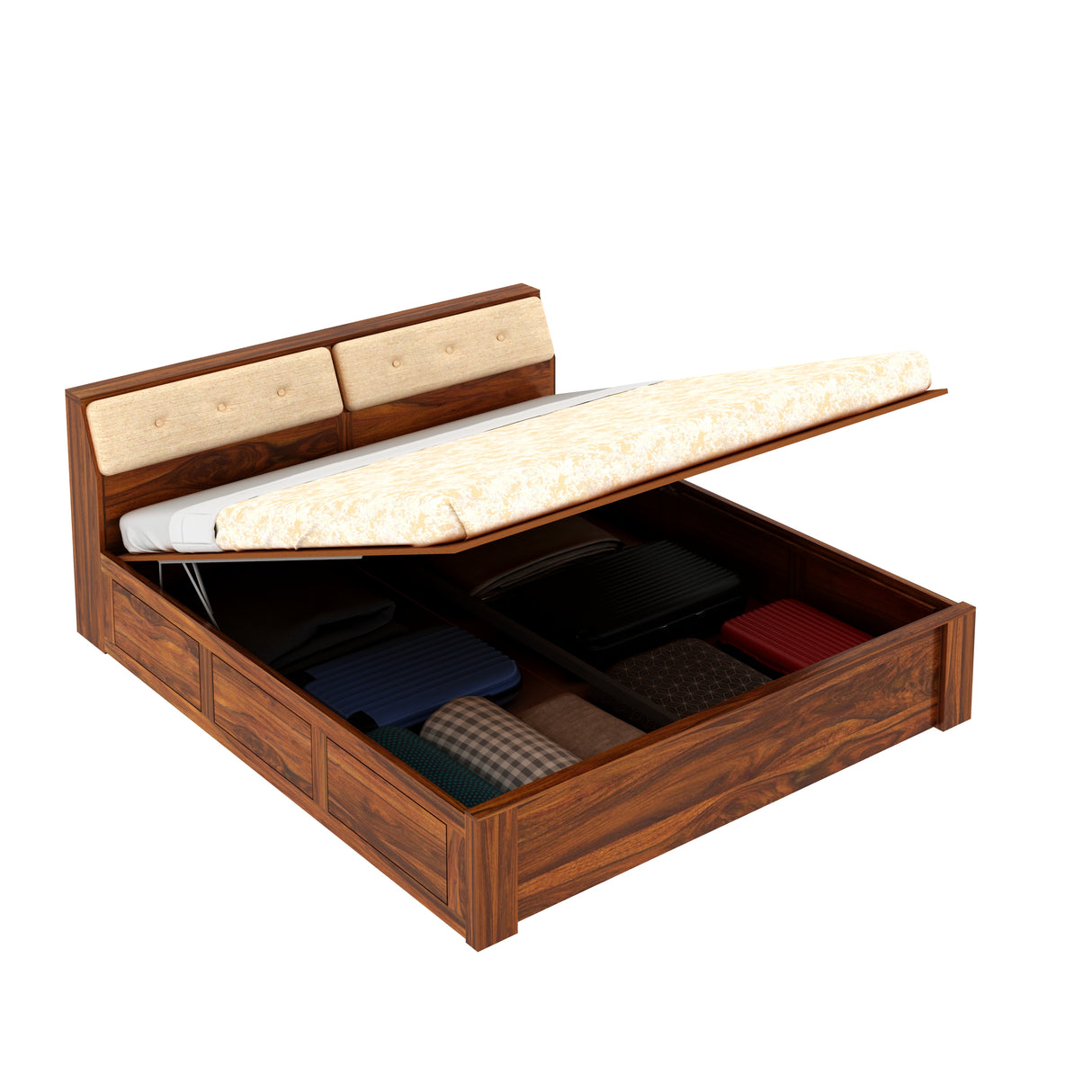 Victoria Solid Sheesham Wood Hydraulic Storage Bed - 3 years Warranty