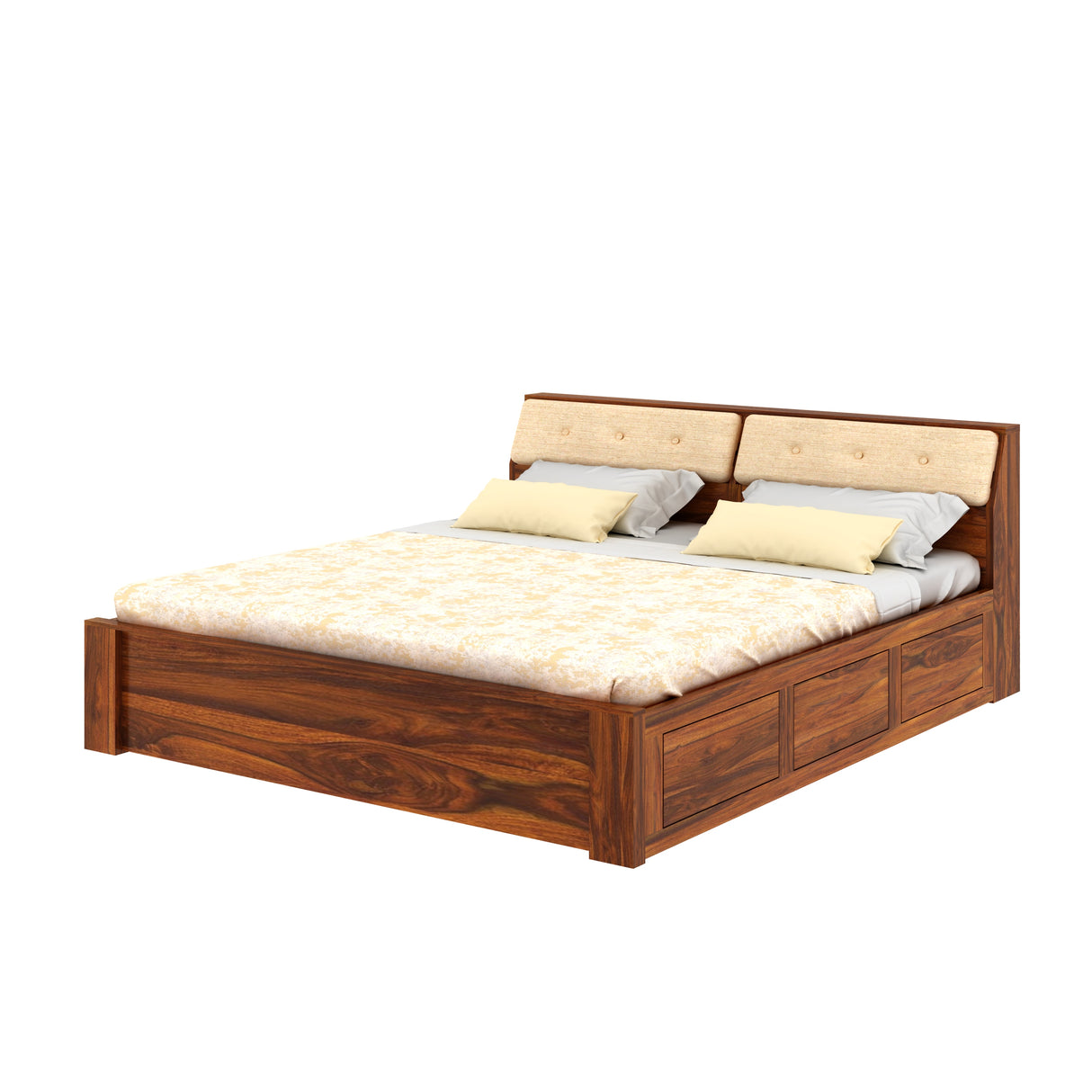 Victoria Solid Sheesham Wood Hydraulic Storage Bed - 3 years Warranty