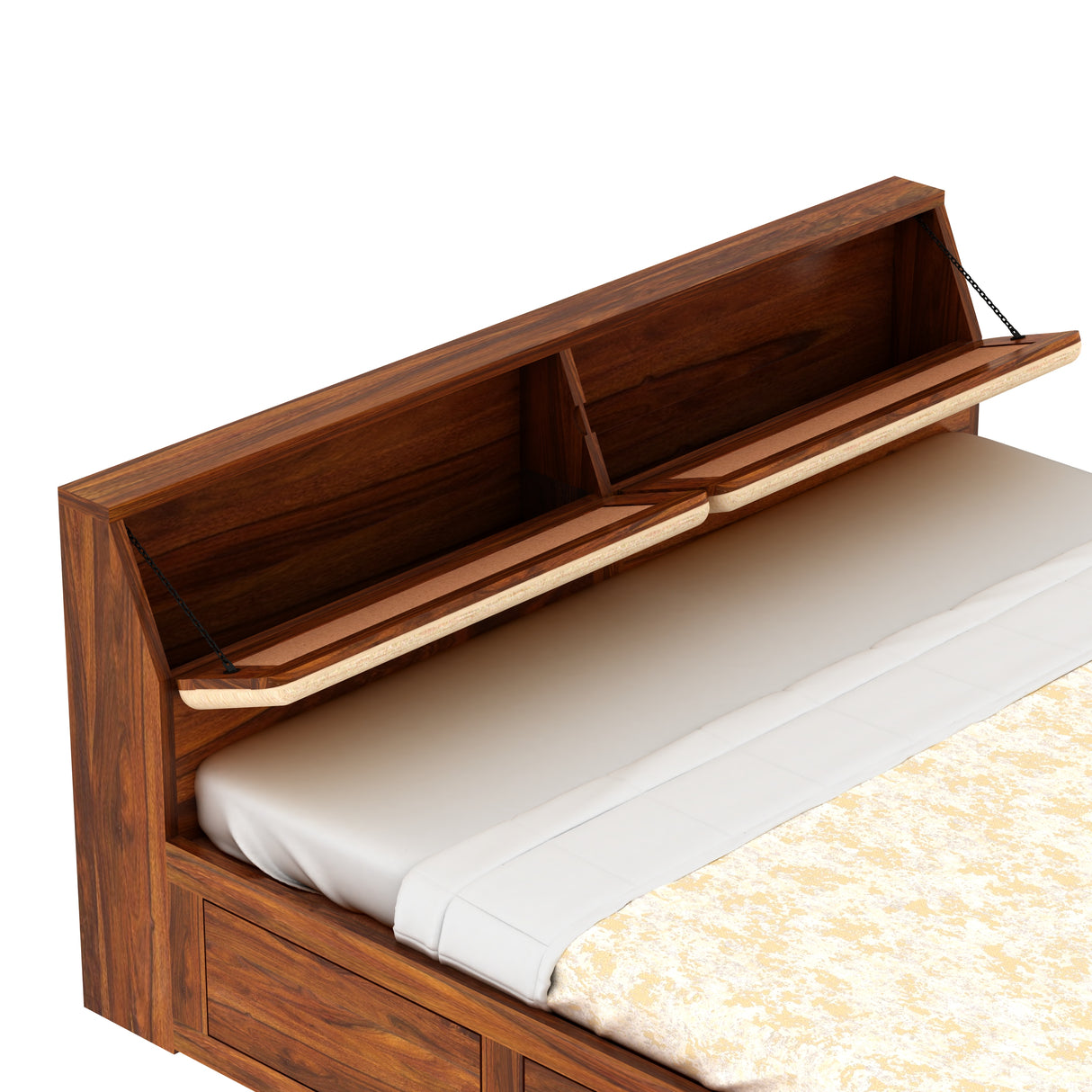 Victoria Solid Sheesham Wood Hydraulic Storage Bed - 3 years Warranty
