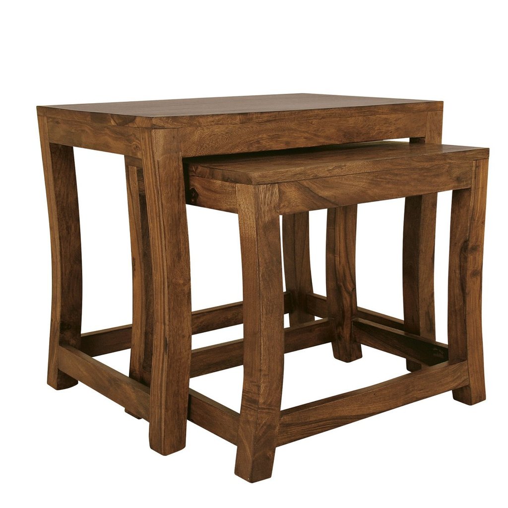 Jaipur Solid Sheesham Wood Nest of Stools - 3 Years Warranty