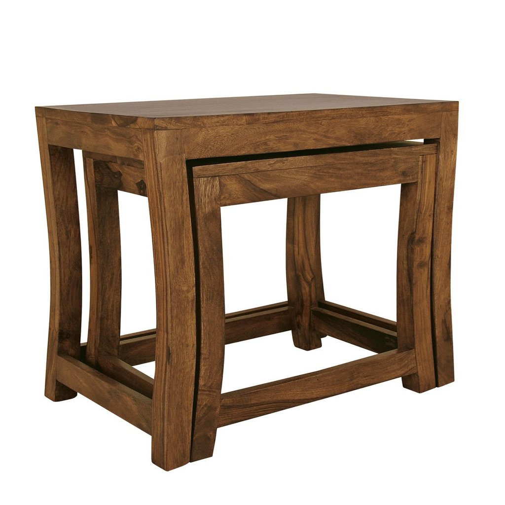Jaipur Solid Sheesham Wood Nest of Stools - 3 Years Warranty