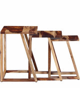 Akon Solid Sheesham Wood Nest of Stools - 3 Years Warranty