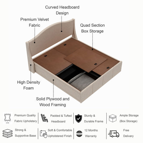 Maron Upholstered Bed With Box Storage - 12 Months Warranty(LUXE EDITION)