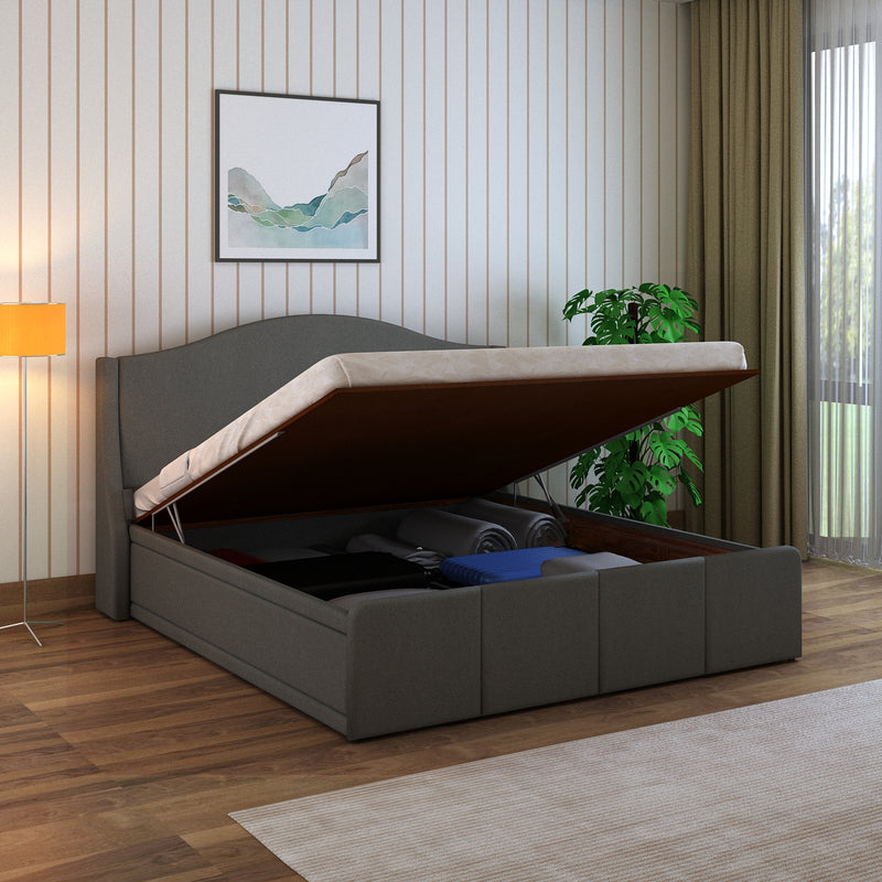 Maron Upholstered Bed With Hydraulic Box Storage - 12 Months Warranty(LUXE EDITION)