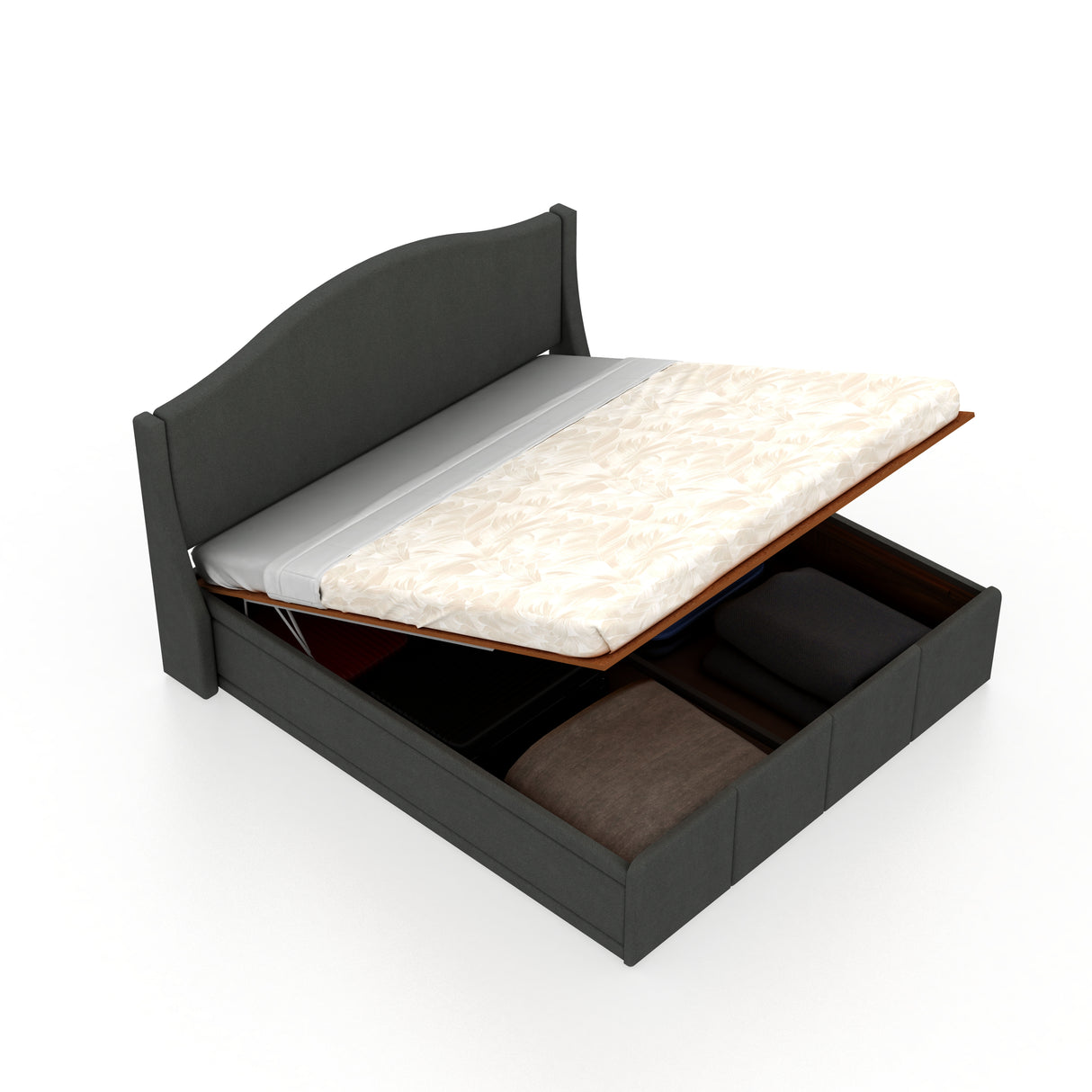 Maron Upholstered Bed With Hydraulic Box Storage - 12 Months Warranty(LUXE EDITION)