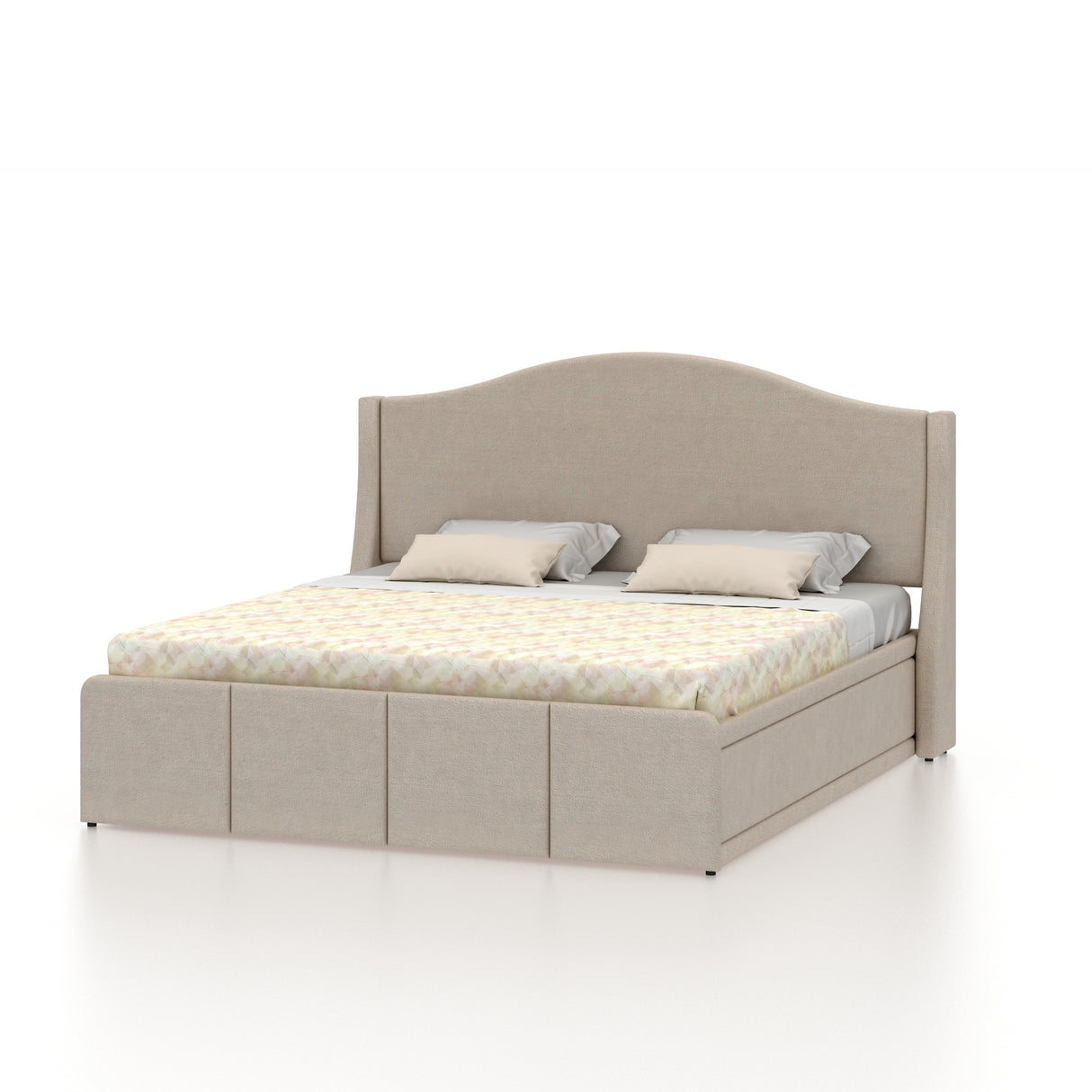 Maron Upholstered Bed With Box Storage - 12 Months Warranty(LUXE EDITION)