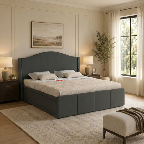 Maron Upholstered Bed With Box Storage - 12 Months Warranty(LUXE EDITION)