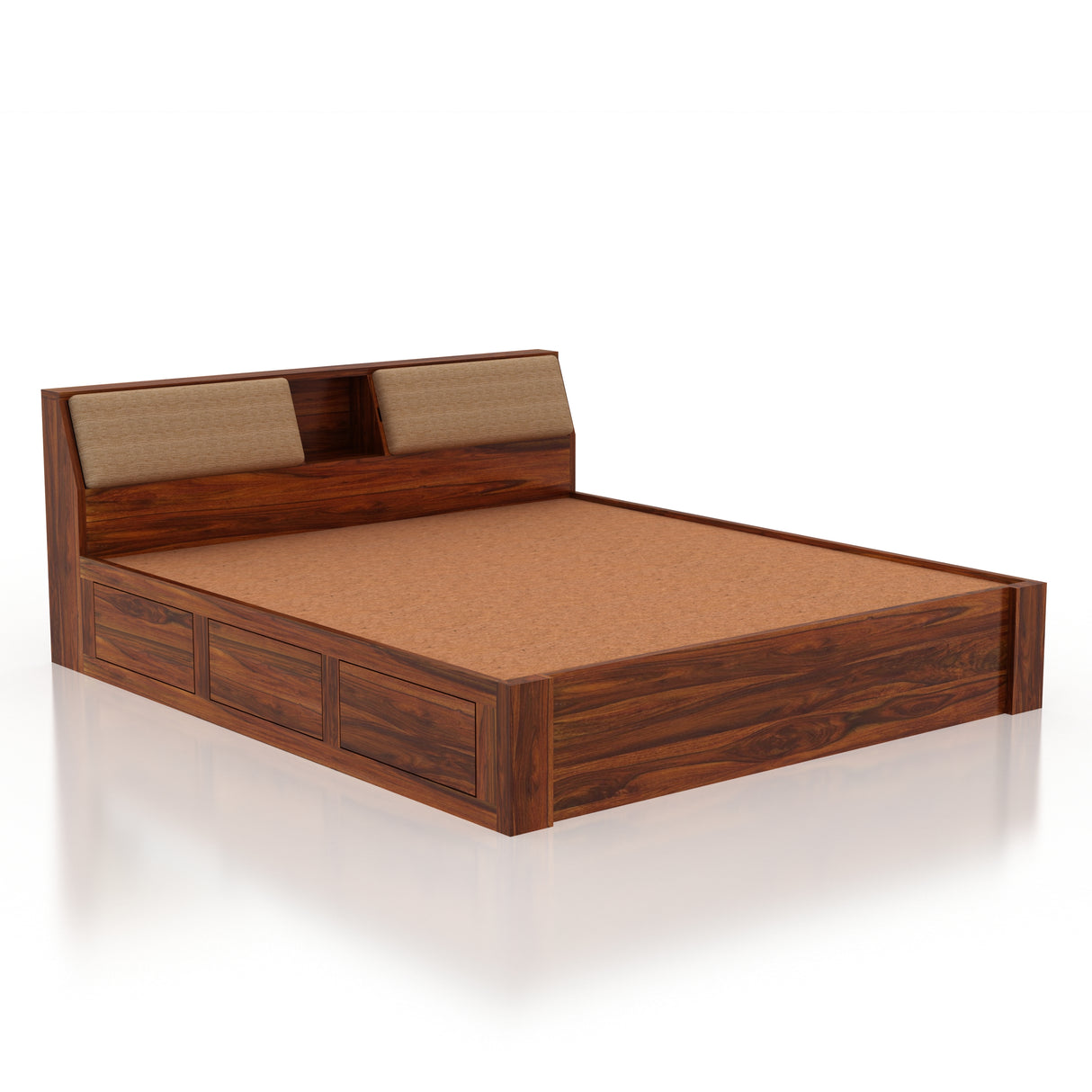 Mayor Hydraulic Storage Bed with Box Storage in Solid Sheesham Wood - 3 Years Warranty