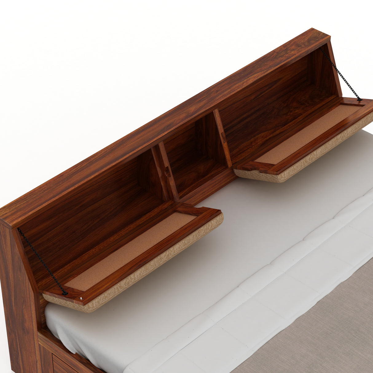 Mayor Hydraulic Storage Bed with Box Storage in Solid Sheesham Wood - 3 Years Warranty