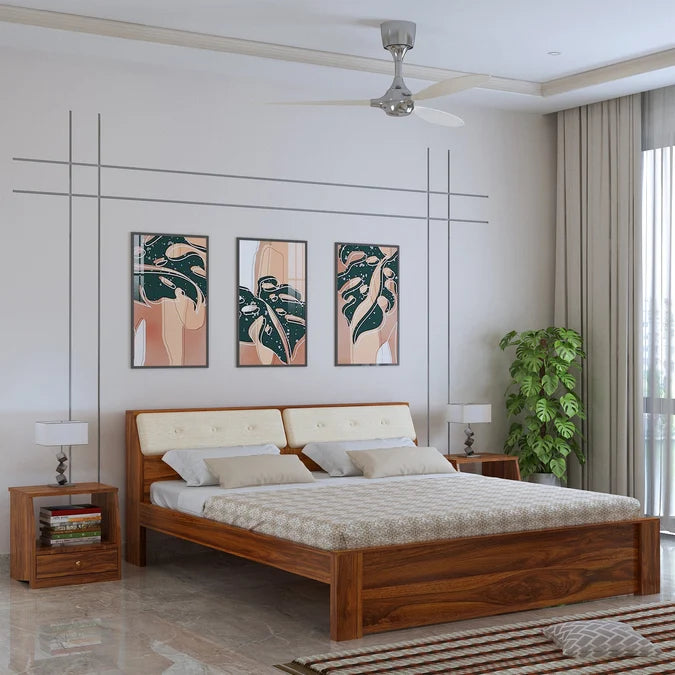 Victoria Solid Sheesham Wood Bed Without Storage - 3 years Warranty features