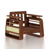 Edin Solid Sheesham Wood Single Seater Sofa With Cane & Brass Detailing - 3 Year Warranty (LUXE EDITION)