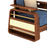 Edin Solid Sheesham Wood Single Seater Sofa With Cane & Brass Detailing - 3 Year Warranty (LUXE EDITION)