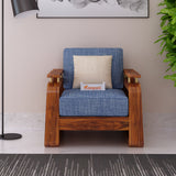 Edin Solid Sheesham Wood Single Seater Sofa With Cane & Brass Detailing - 3 Year Warranty (LUXE EDITION)