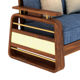 Edin Solid Sheesham Wood 3 Seater Sofa With Cane & Brass Detailing - 3 Year Warranty (LUXE EDITION)