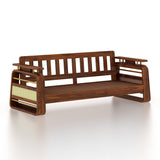 Edin Solid Sheesham Wood 3 Seater Sofa With Cane & Brass Detailing - 3 Year Warranty (LUXE EDITION)