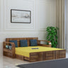 Scott Solid Sheesham Wood 3 Seater Sofa Cum Bed with Headboard Design - 3 Years Warranty