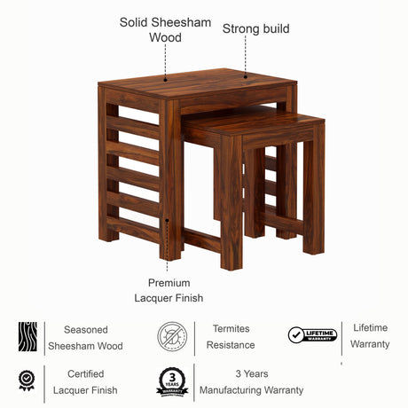 Cairo Solid Sheesham Wood Nesting Stools - 3 Years Warranty