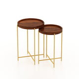 Tray Solid Sheesham Wood End Table With Iron Stand - 3 Years Warranty