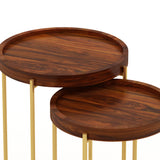 Tray Solid Sheesham Wood End Table With Iron Stand - 3 Years Warranty