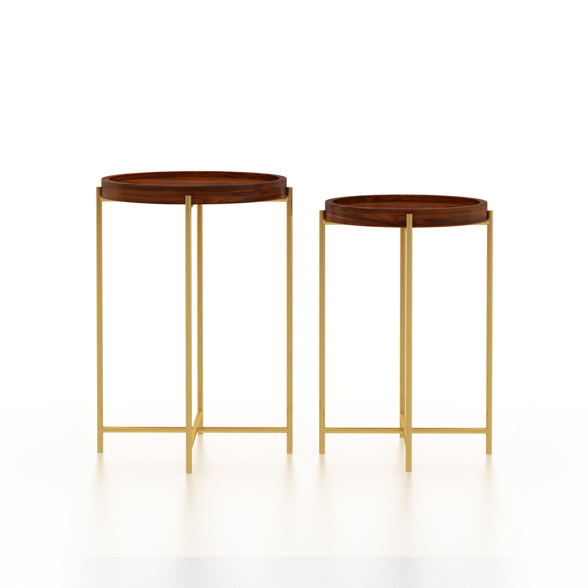 Tray Solid Sheesham Wood End Table With Iron Stand - 3 Years Warranty