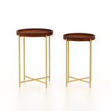 Tray Solid Sheesham Wood End Table With Iron Stand - 3 Years Warranty