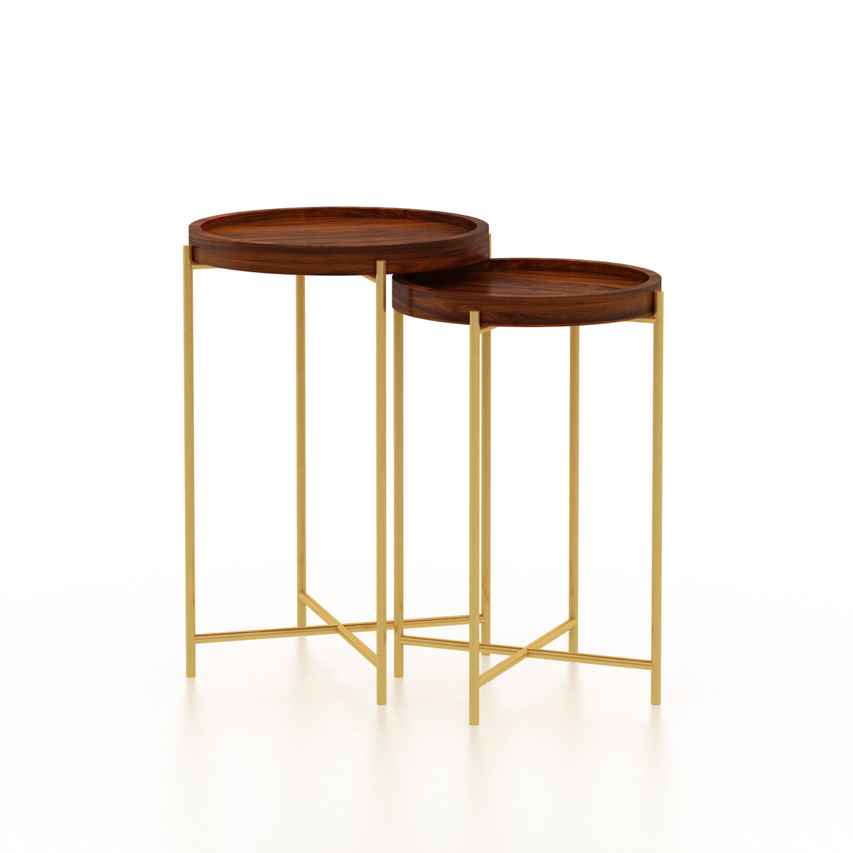 Tray Solid Sheesham Wood End Table With Iron Stand - 3 Years Warranty