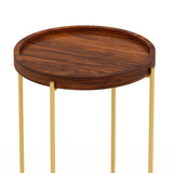 Tray Solid Sheesham Wood End Table With Iron Stand - 3 Years Warranty