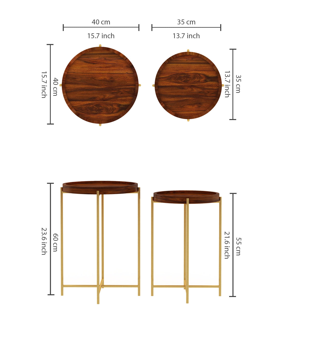 Tray Solid Sheesham Wood End Table With Iron Stand - 3 Years Warranty