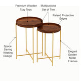 Tray Solid Sheesham Wood End Table With Iron Stand - 3 Years Warranty