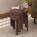 Round Solid Sheesham Wood Nesting Stools - 3 Years Warranty