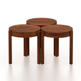Round Solid Sheesham Wood Nesting Stools - 3 Years Warranty