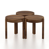 Round Solid Sheesham Wood Nesting Stools - 3 Years Warranty