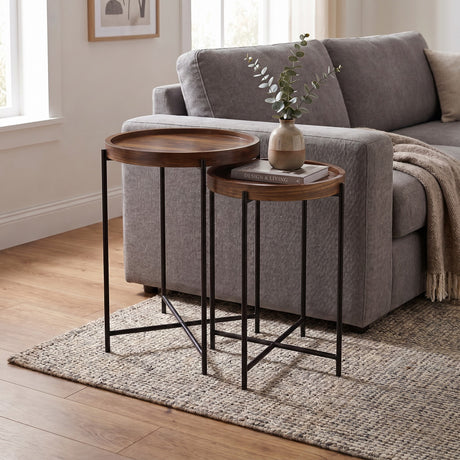 Tray Solid Sheesham Wood End Table With Iron Stand - 3 Years Warranty