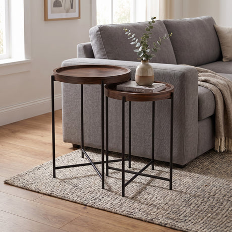 Tray Solid Sheesham Wood End Table With Iron Stand - 3 Years Warranty