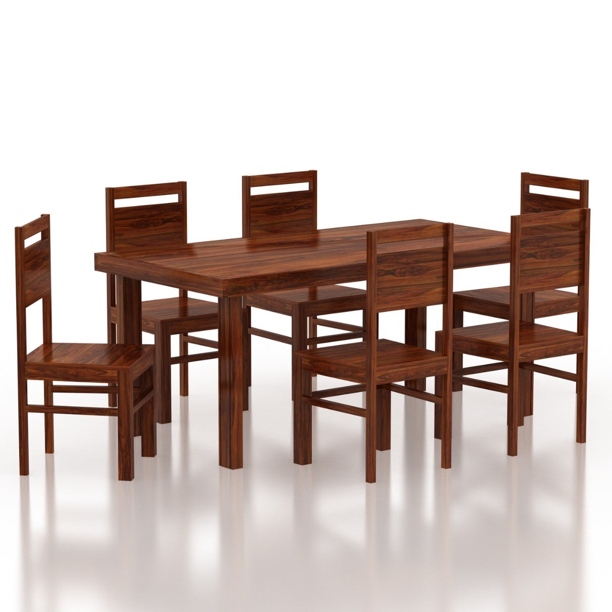 Jaipur Solid Sheesham Wood 6 Seater Dining Table Set - 1 Year Warranty