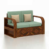 Wave Solid Sheesham Wood 2 Seater Sofa With Side Pockets - 3 Years Warranty