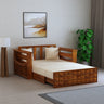 OSLO Solid Sheesham Wood Two Seater Sofa Cum Bed With Side Pocket - 3 Years Warranty