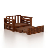 OSLO Solid Sheesham Wood Two Seater Sofa Cum Bed With Side Pocket - 3 Years Warranty