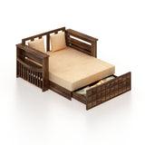 OSLO Solid Sheesham Wood Two Seater Sofa Cum Bed With Side Pocket - 3 Years Warranty
