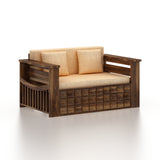 OSLO Solid Sheesham Wood Two Seater Sofa Cum Bed With Side Pocket - 3 Years Warranty
